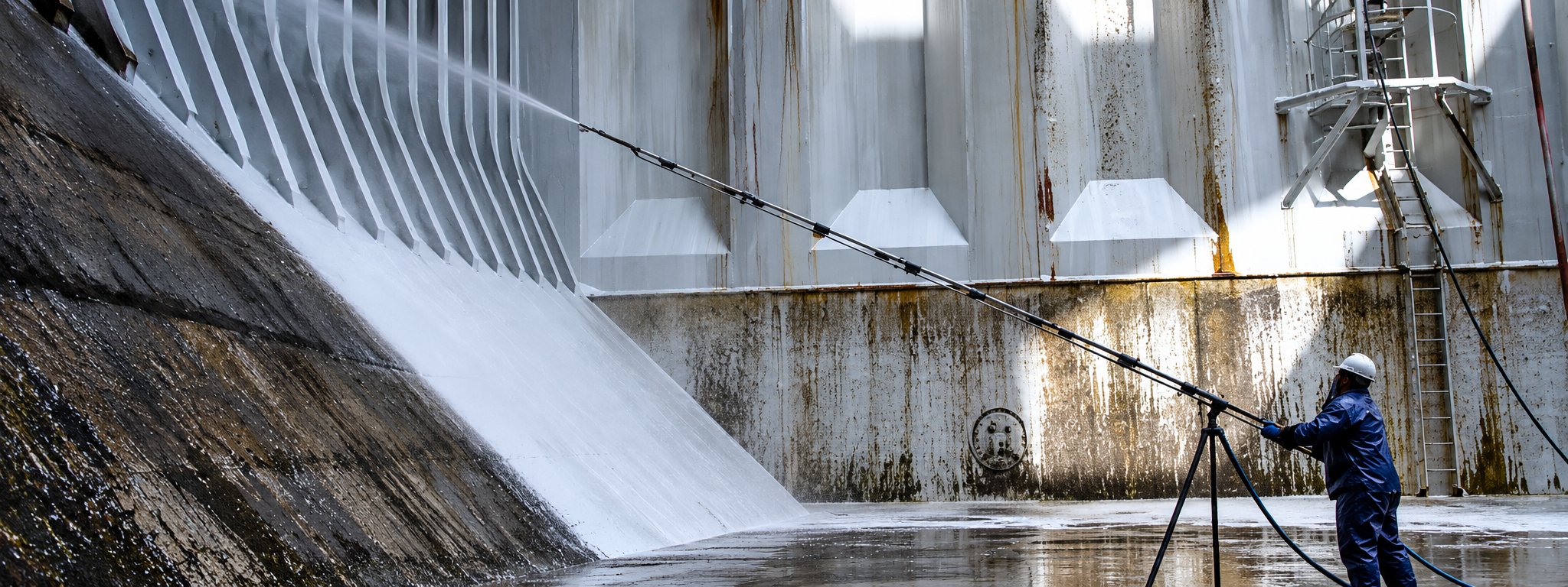 Pressure washing and cleaning a vessel exterior